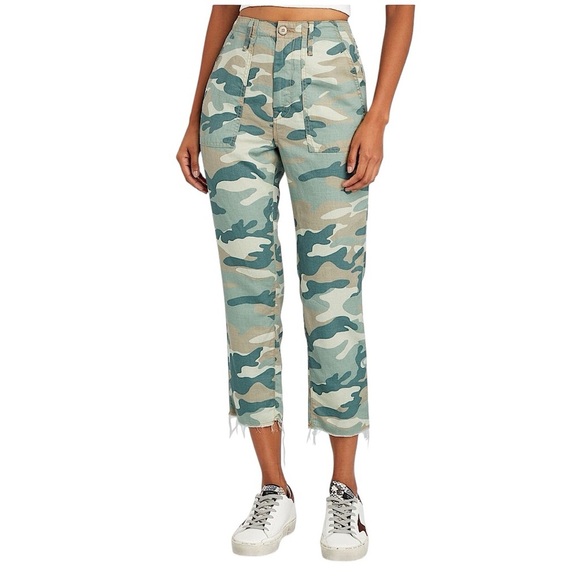 MOTHER The Shaker Chop Crop in Blue Green Camo - Picture 2 of 16